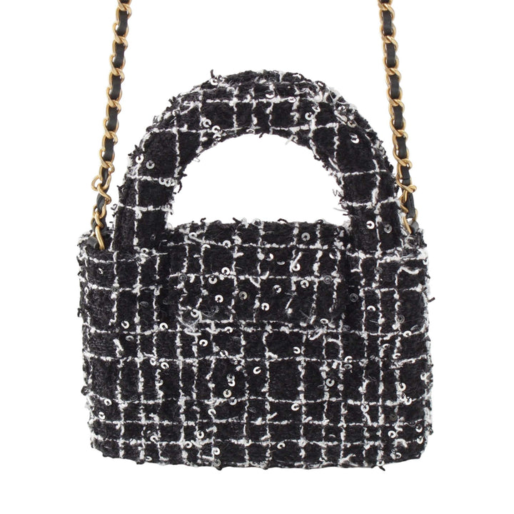 Kelly Pochette avec chaîne Nano Tweed Noir