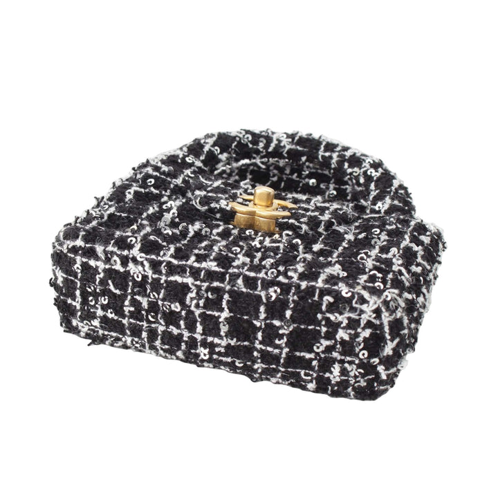 Kelly Pochette avec chaîne Nano Tweed Noir