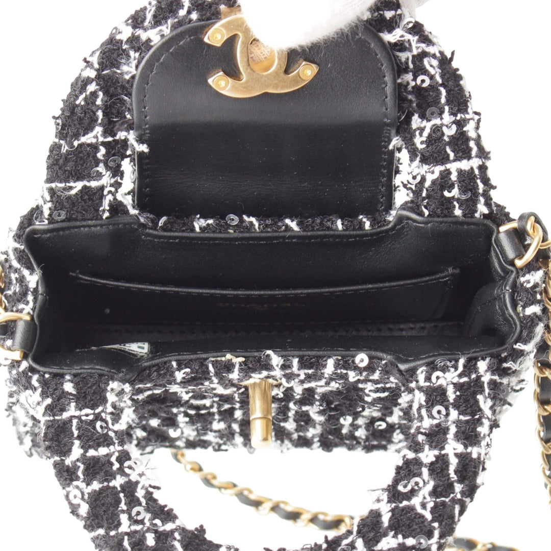 Kelly Pochette avec chaîne Nano Tweed Noir