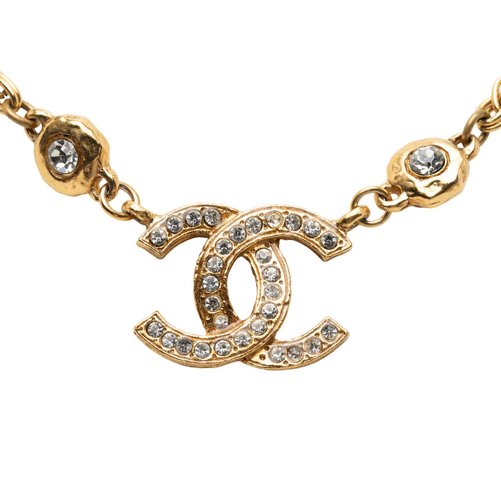 Chanel plaqué CC Rhinestone Pendant Collier