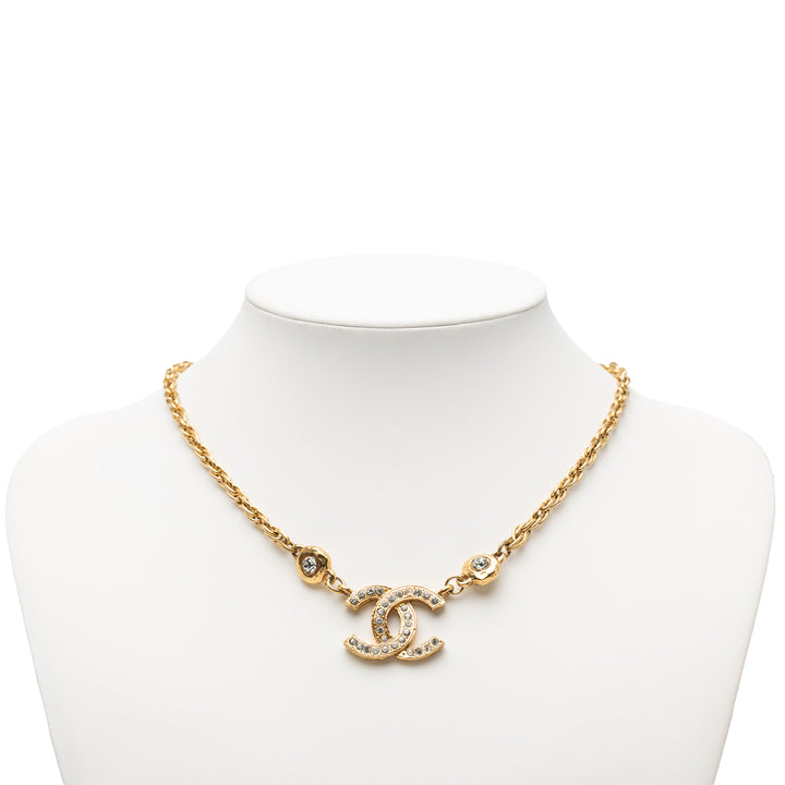 Chanel plaqué CC Rhinestone Pendant Collier