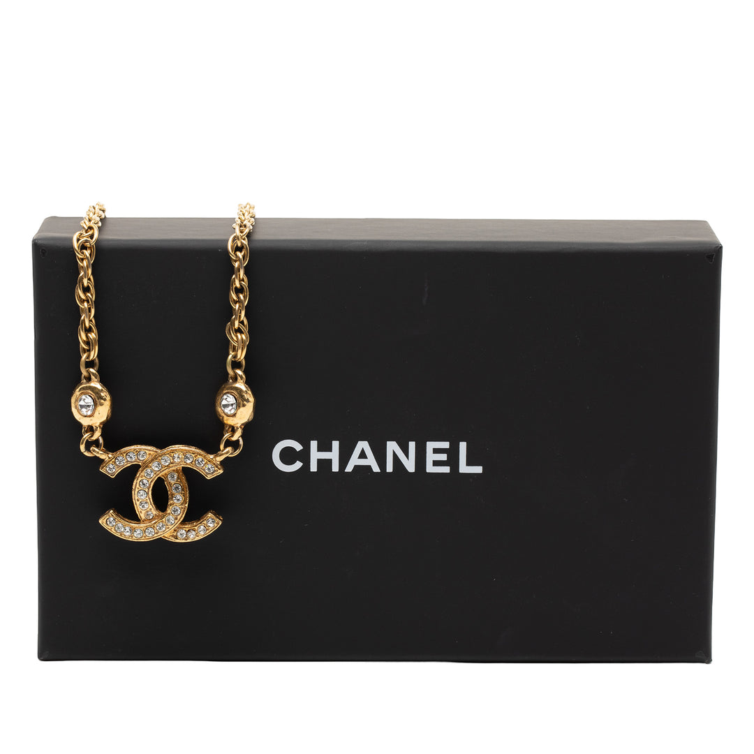 Chanel plaqué CC Rhinestone Pendant Collier