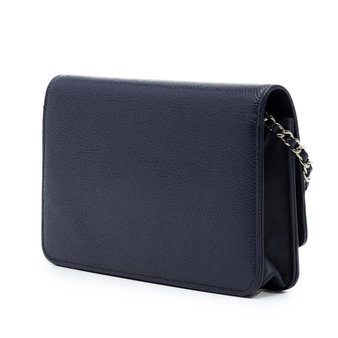 CC Wallet on Chain Cuir caviar Bleu