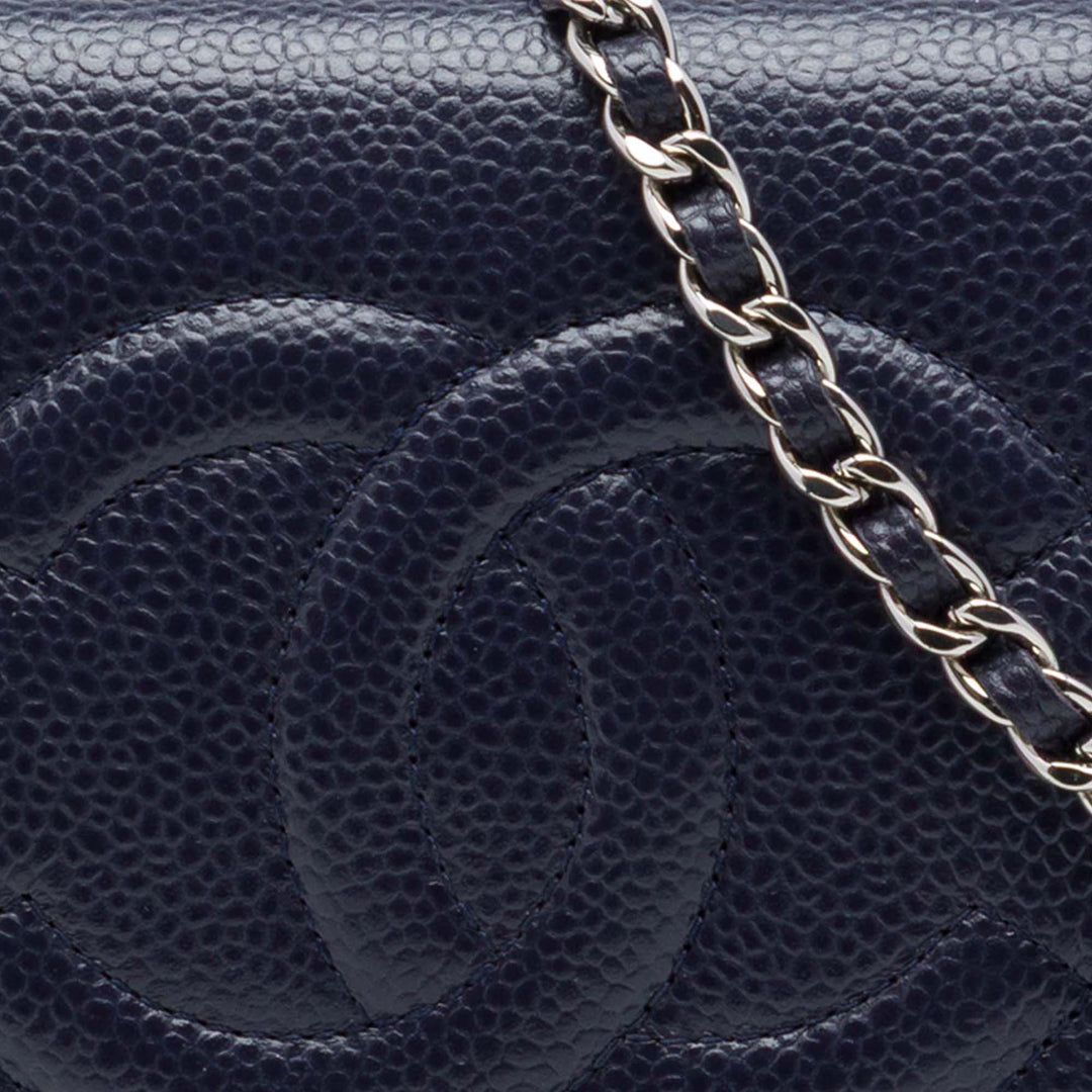 CC Wallet on Chain Cuir caviar Bleu