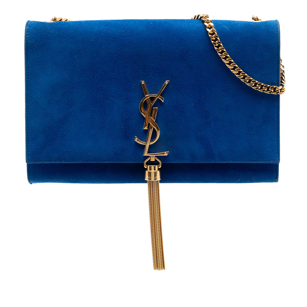 Saint Laurent Medium Daim Monogram Kate Pompon Sac porté croisé