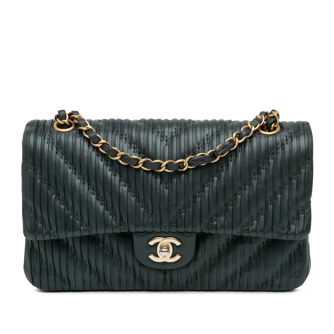 Chanel Medium Calfskin Coco Pleats Double Flap Blue - GABY PARIS