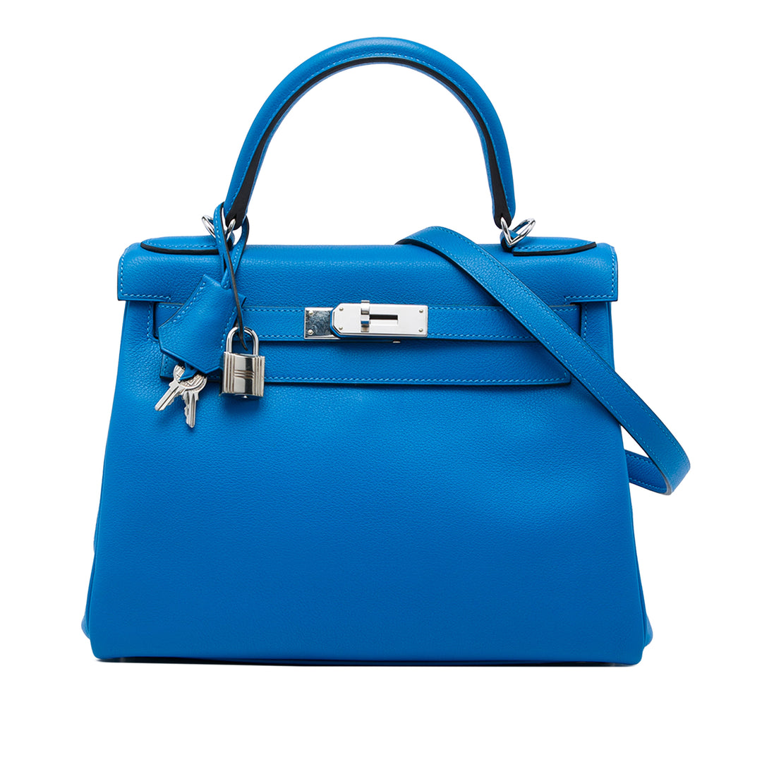 Hermès Sac à main Kelly II Retourne 28 Evercolor Bleu – vue principale – GABY PARIS