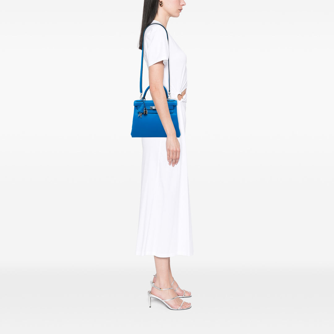 Hermès Sac à main Kelly II Retourne 28 Evercolor Bleu – vue 5 – GABY PARIS