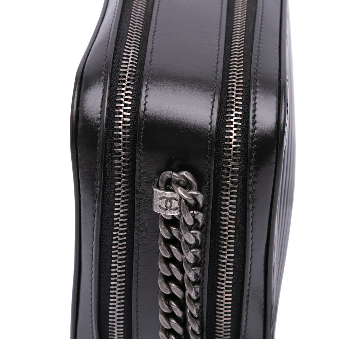 Large Lambskin Coco Boy Camera Bag Black - Gaby Paris