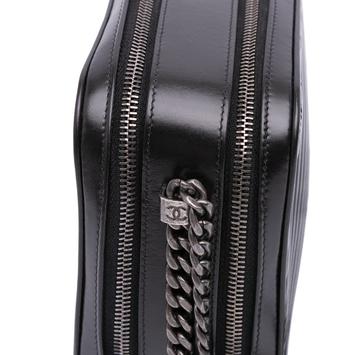 Large Lambskin Coco Boy Camera Bag Black - Gaby Paris