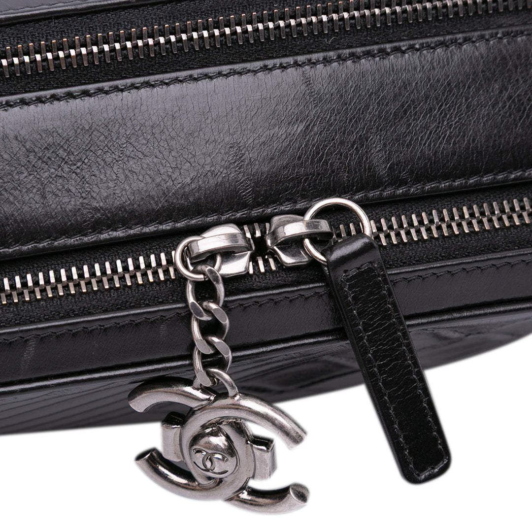 Large Lambskin Coco Boy Camera Bag Black - Gaby Paris