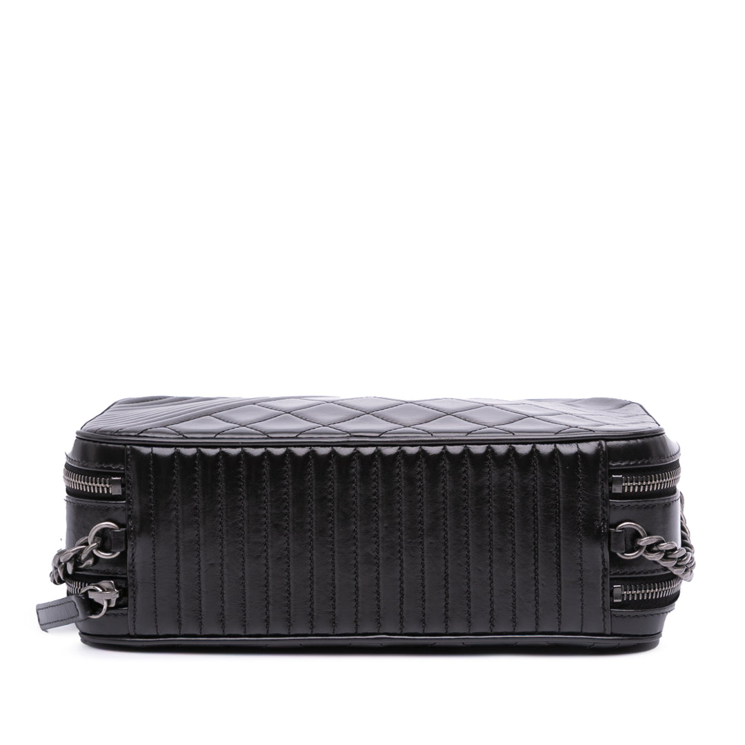 Large Lambskin Coco Boy Camera Bag Black - Gaby Paris