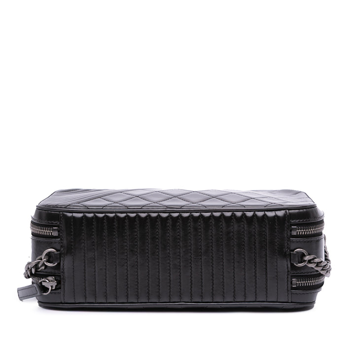 Large Lambskin Coco Boy Camera Bag Black - Gaby Paris
