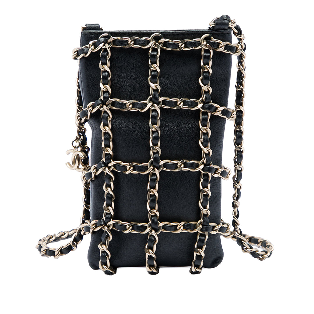 Chanel Tech Me Out Pochette avec chaîne Cuir d'agneau Noir
