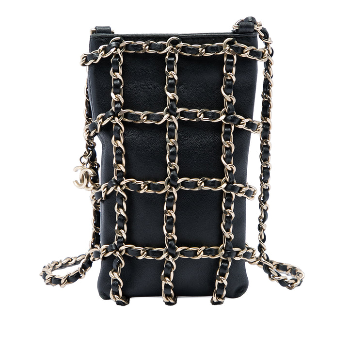 Chanel Tech Me Out Pochette avec chaîne Cuir d'agneau Noir