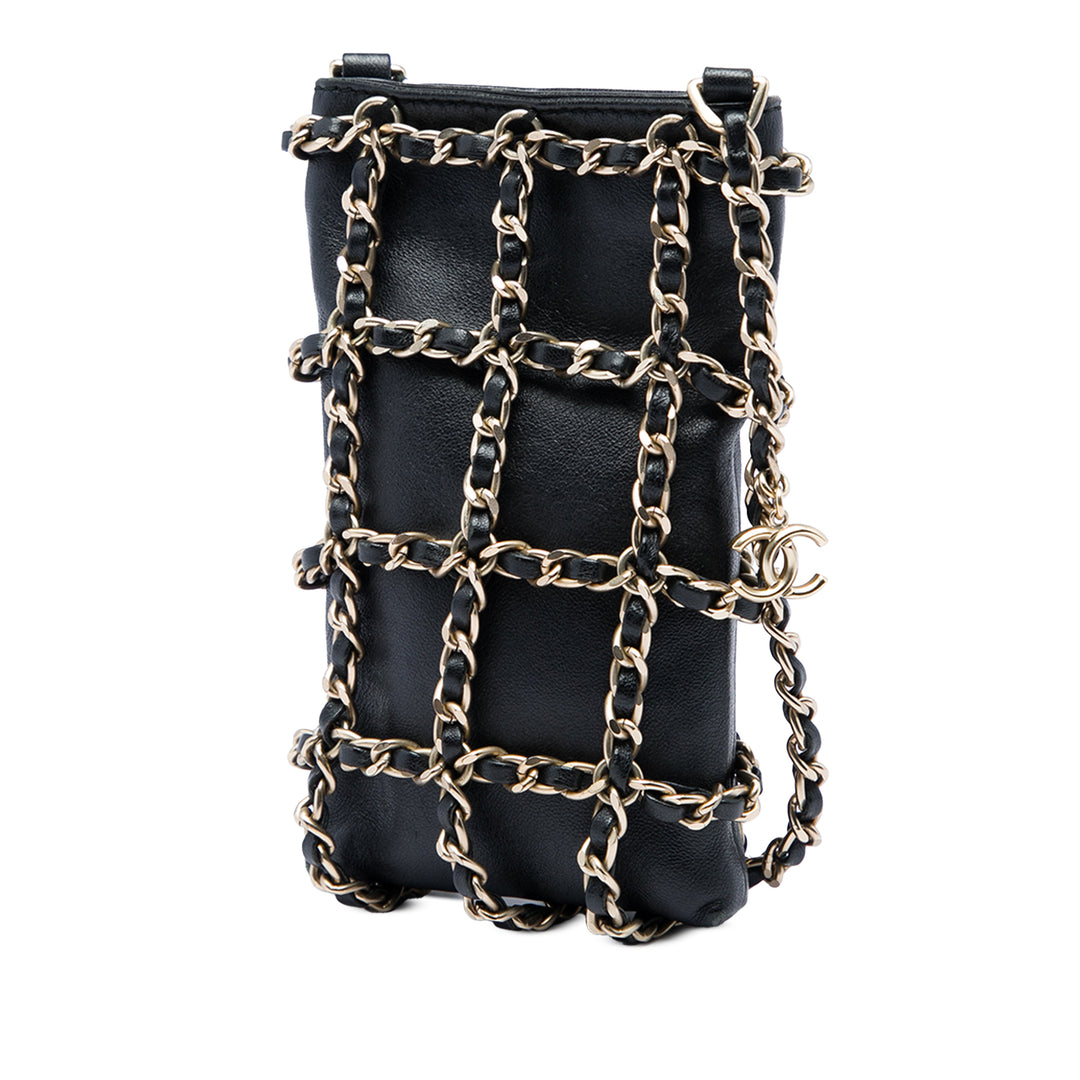 Chanel Tech Me Out Pochette avec chaîne Cuir d'agneau Noir