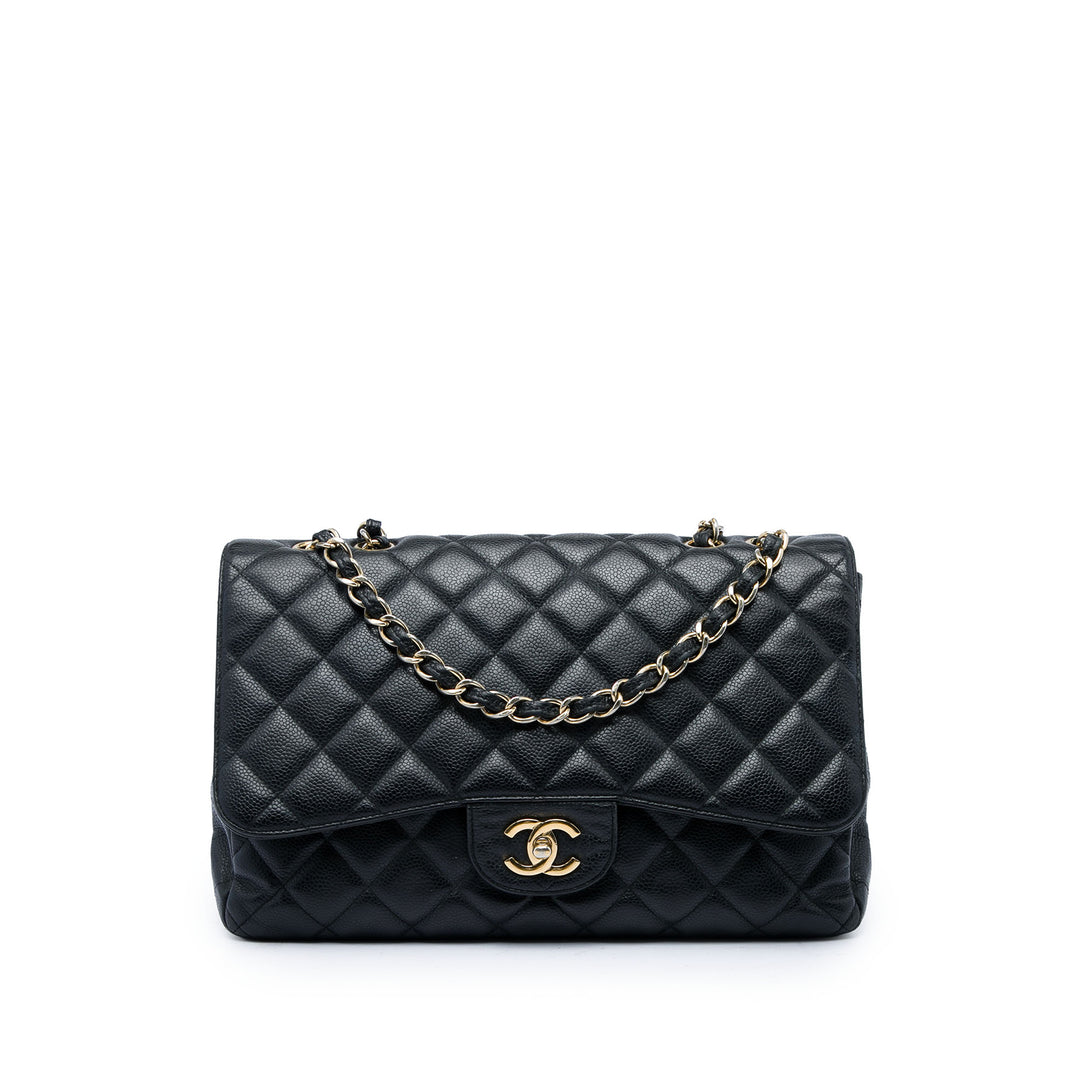 Classic Rabat simple Jumbo Cuir caviar Noir