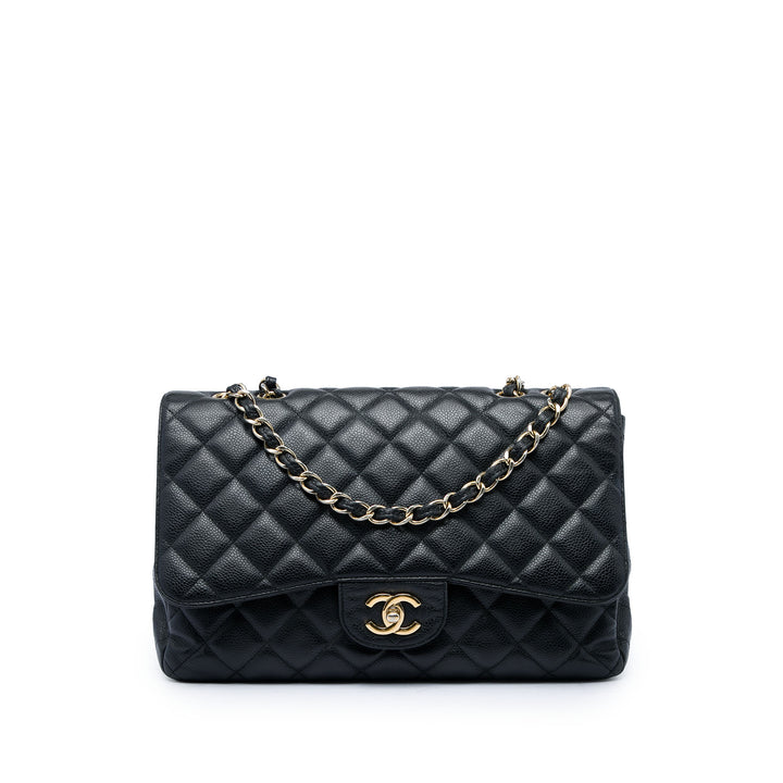 Classic Rabat simple Jumbo Cuir caviar Noir
