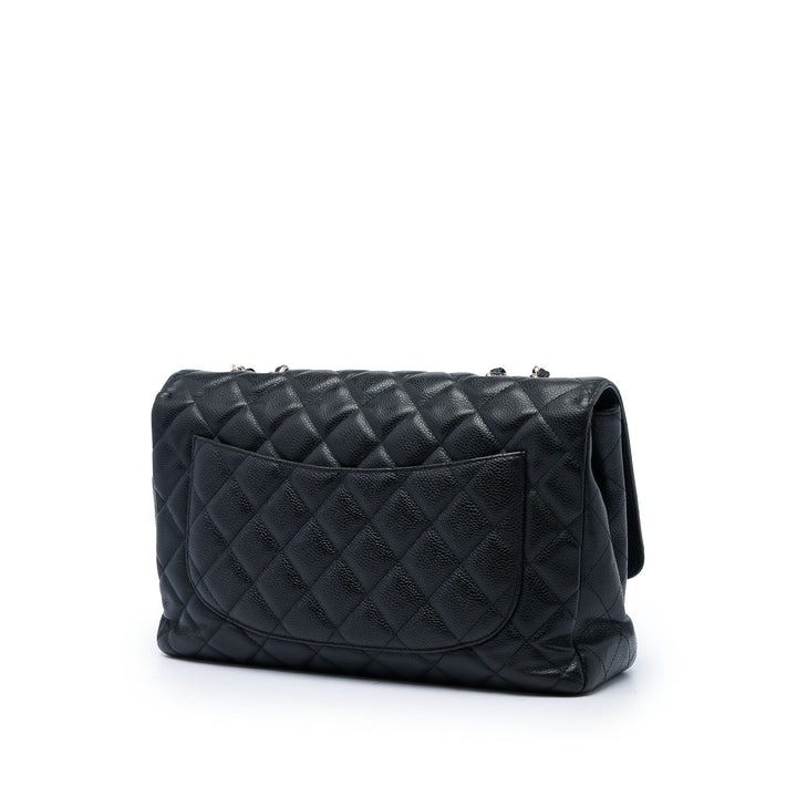 Classic Rabat simple Jumbo Cuir caviar Noir