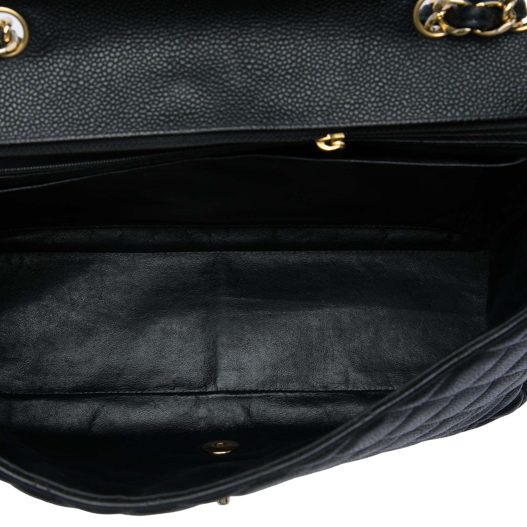 Classic Rabat simple Jumbo Cuir caviar Noir