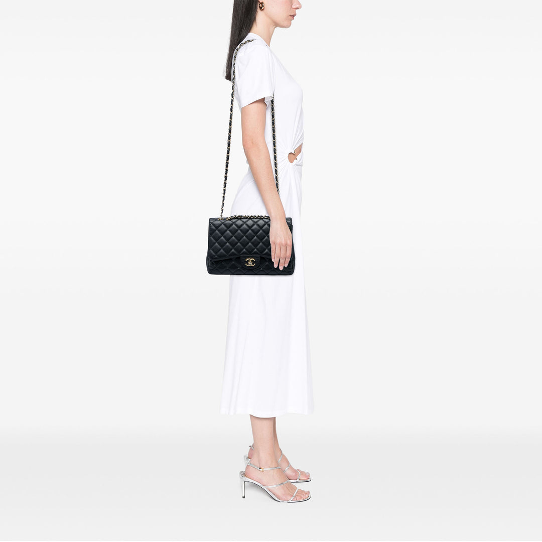 Classic Rabat simple Jumbo Cuir caviar Noir