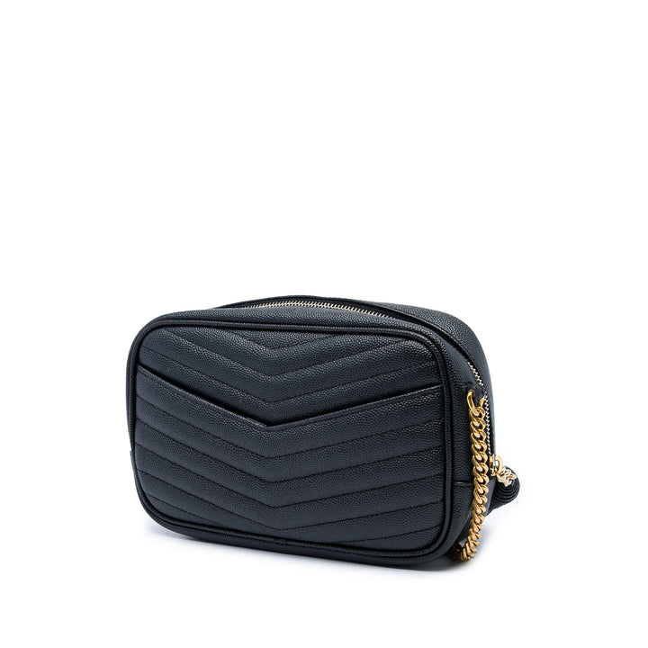 Saint Laurent Sac caméra Grain de Poudre Chevron Lou Monogram Mini Noir – vue 2 – GABY PARIS
