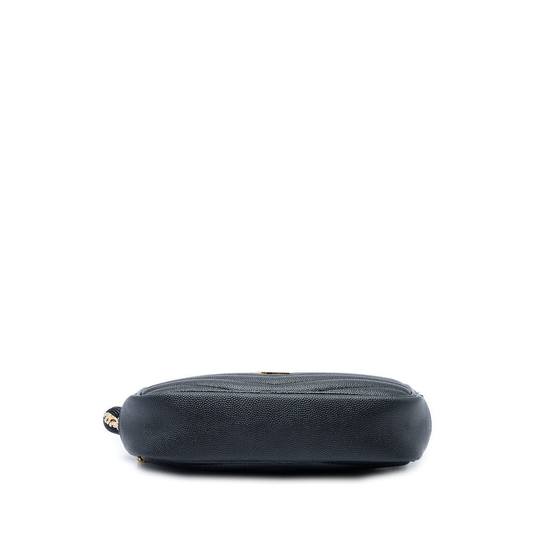 Saint Laurent Sac caméra Grain de Poudre Chevron Lou Monogram Mini Noir – vue 3 – GABY PARIS