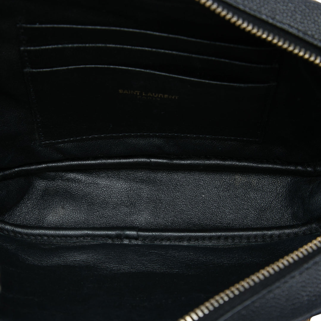 Saint Laurent Sac caméra Grain de Poudre Chevron Lou Monogram Mini Noir – vue 4 – GABY PARIS