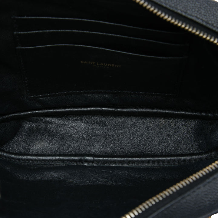 Saint Laurent Sac caméra Grain de Poudre Chevron Lou Monogram Mini Noir – vue 4 – GABY PARIS