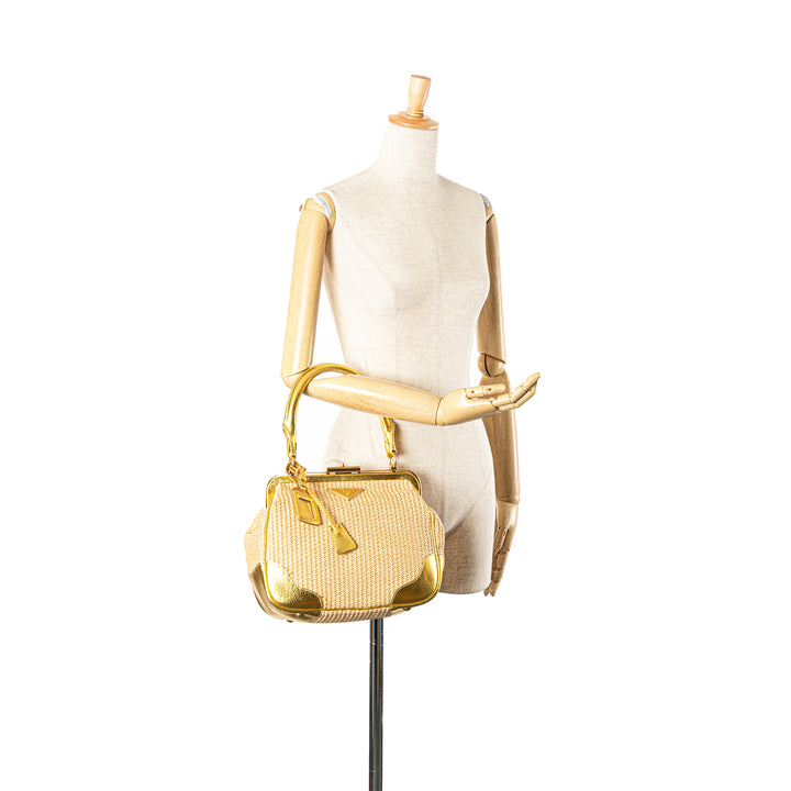 Raffia Frame Handbag Brown - Gaby Paris