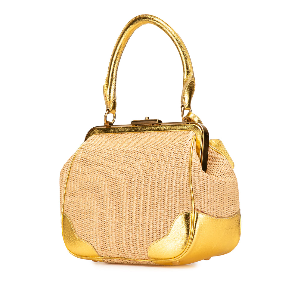 Raffia Frame Handbag Brown - Gaby Paris