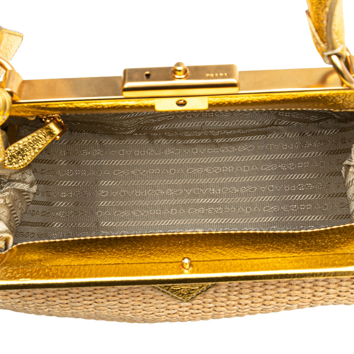 Raffia Frame Handbag Brown - Gaby Paris