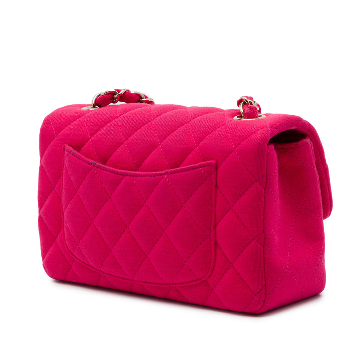 Chanel Classic Rectangulaire Jersey Rabat simple Mini Rose – vue 2 – GABY PARIS