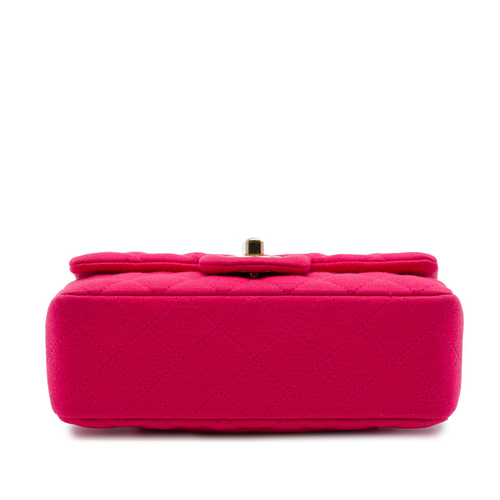 Chanel Classic Rectangulaire Jersey Rabat simple Mini Rose – vue 3 – GABY PARIS