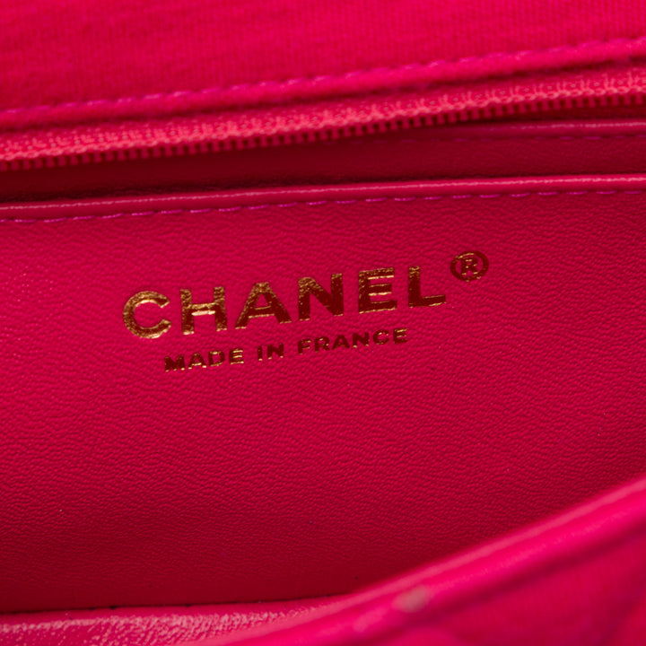 Chanel Classic Rectangulaire Jersey Rabat simple Mini Rose – vue 5 – GABY PARIS