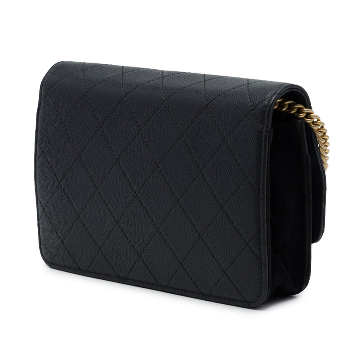Chanel Surpiqué et Lady Coco Wallet on Chain Cuir caviar Noir – vue 2 – GABY PARIS