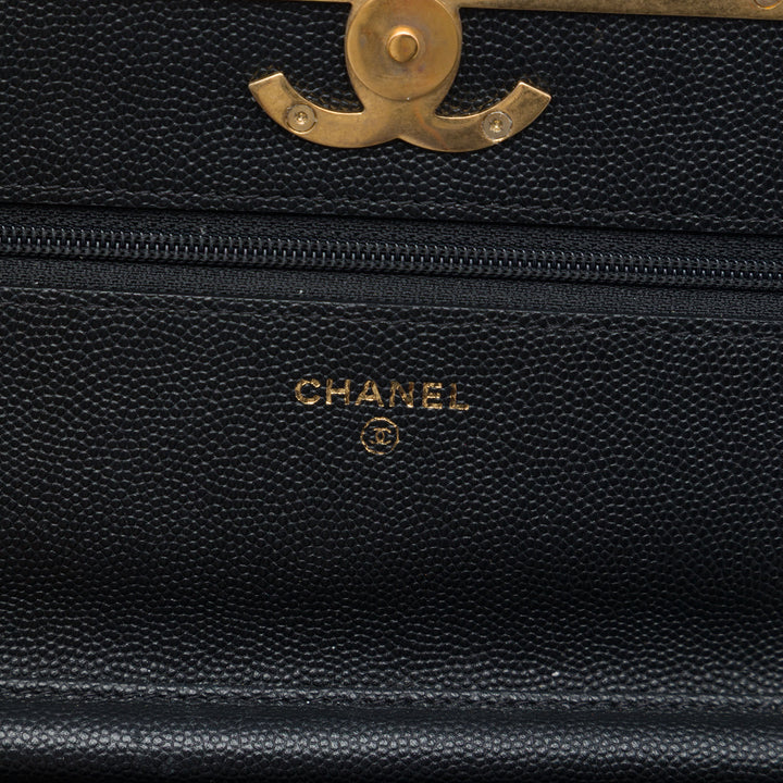 Chanel Surpiqué et Lady Coco Wallet on Chain Cuir caviar Noir – vue 5 – GABY PARIS