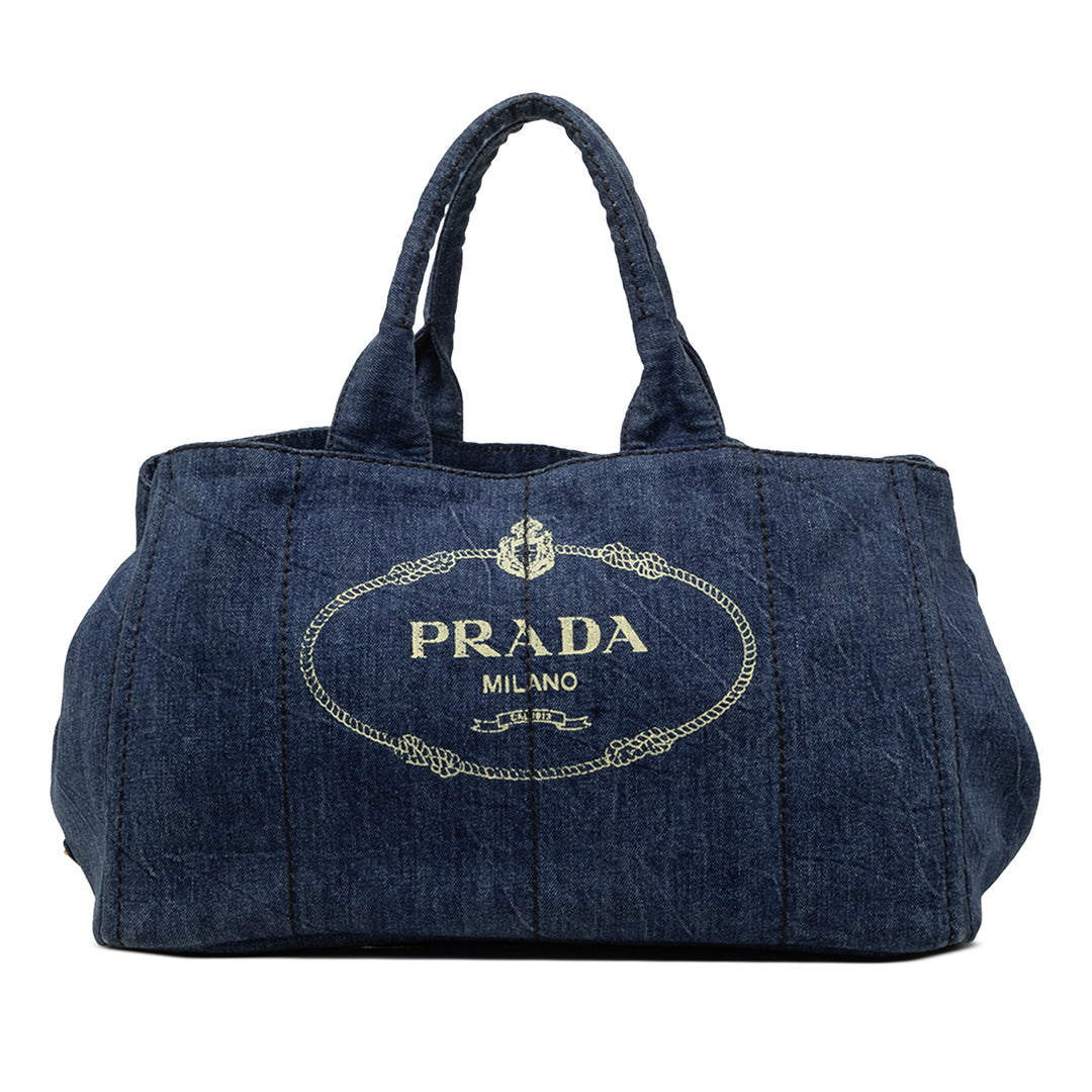 Prada Large Jean Canapa Logo Cabas