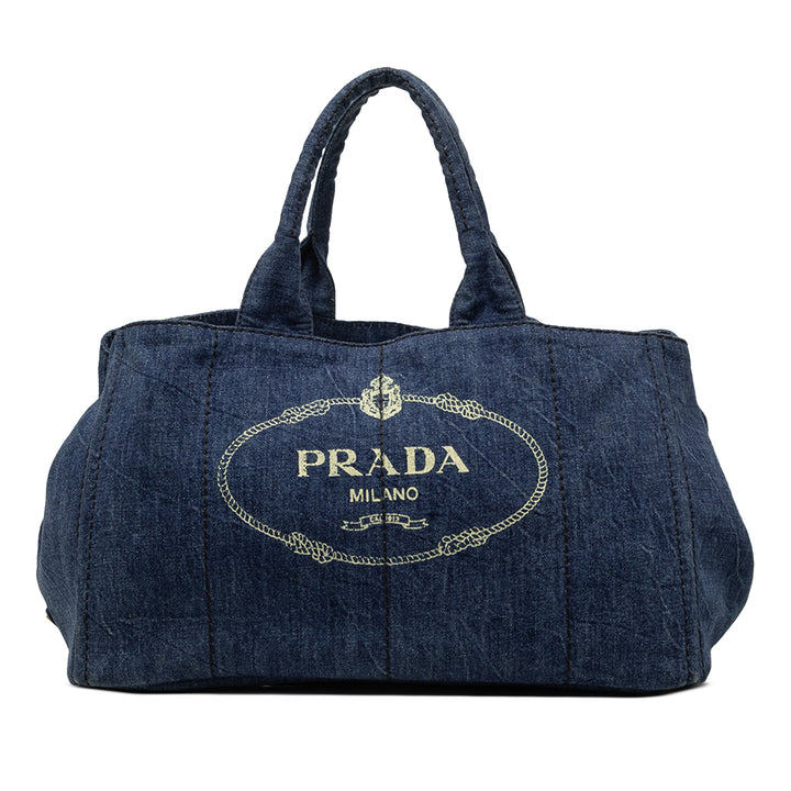 Prada Large Jean Canapa Logo Cabas