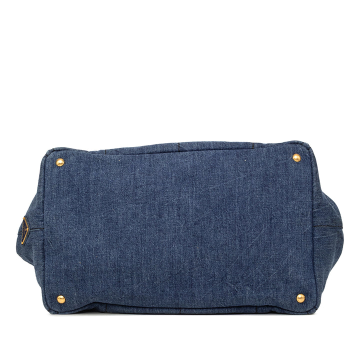 Prada Large Jean Canapa Logo Cabas