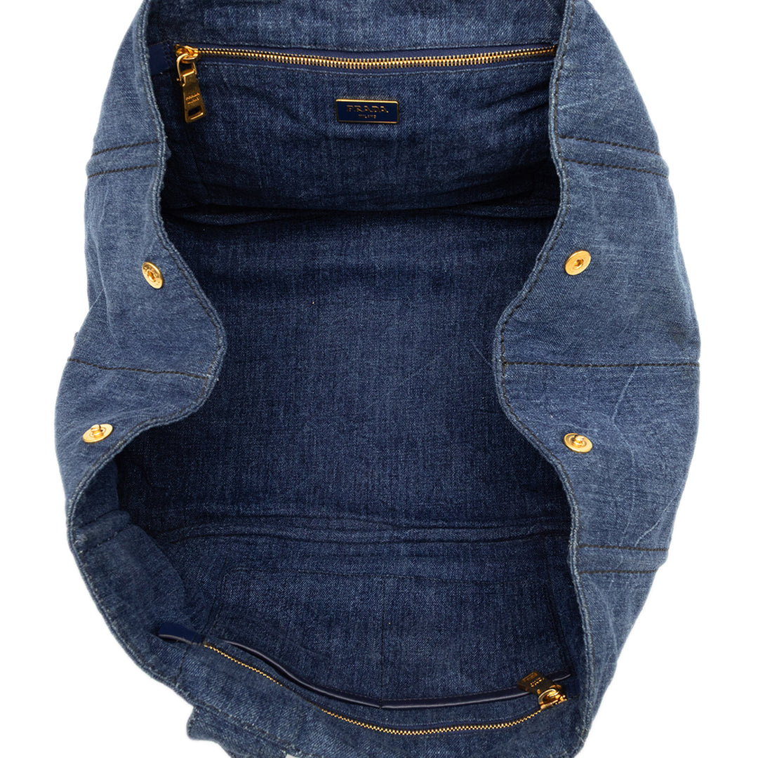 Prada Large Jean Canapa Logo Cabas