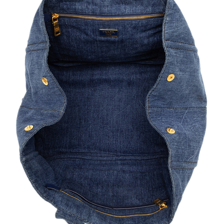 Prada Large Jean Canapa Logo Cabas