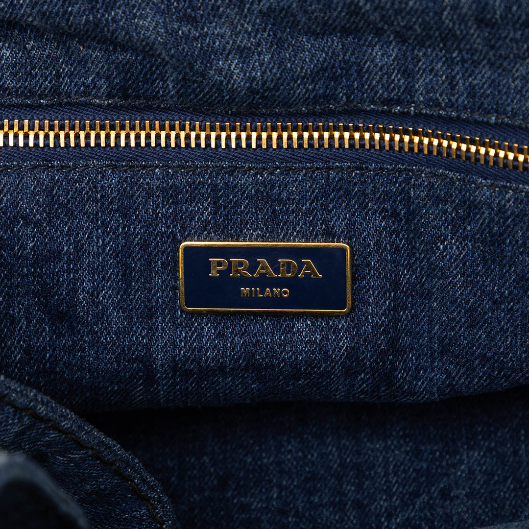 Prada Large Jean Canapa Logo Cabas