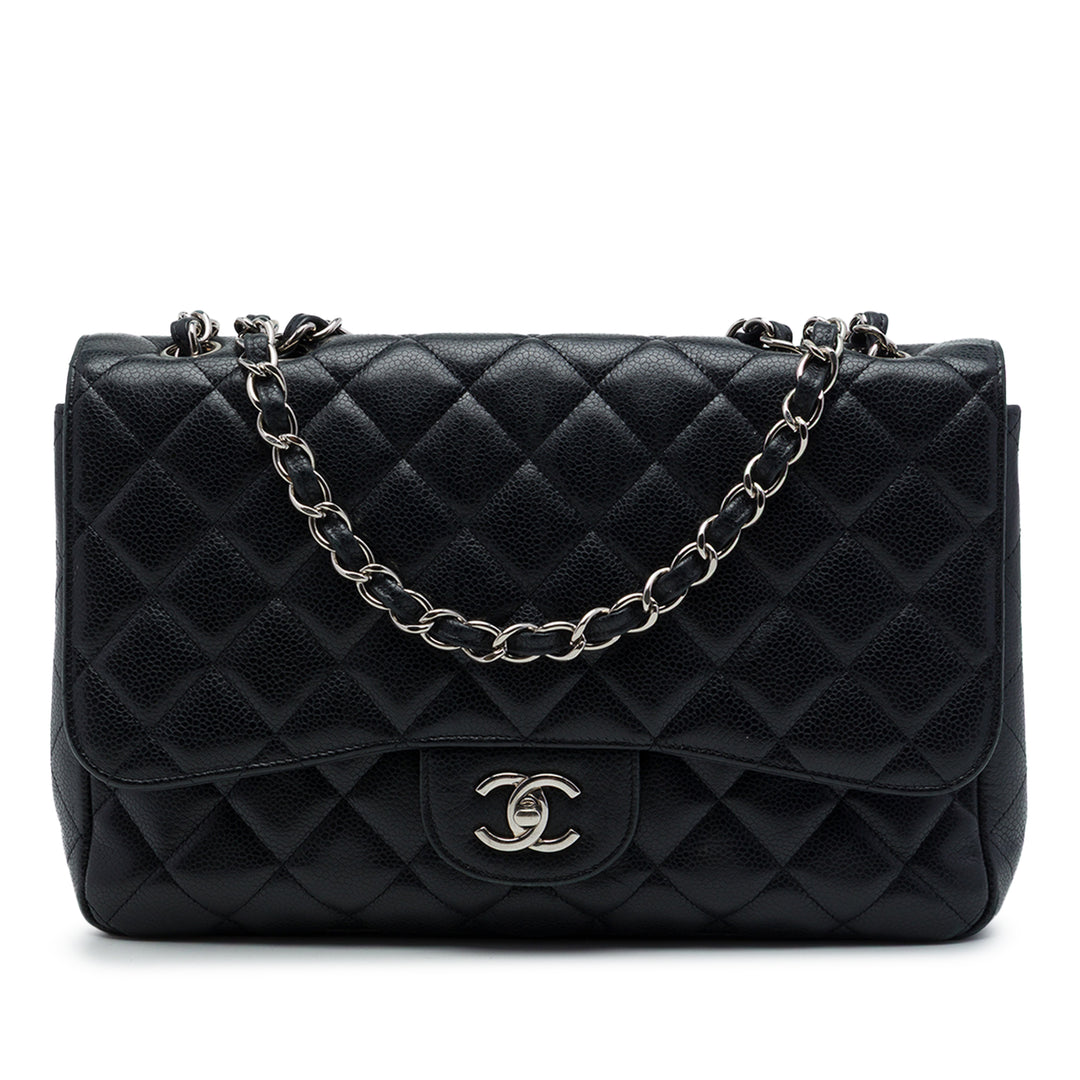 Chanel Classic Rabat simple Jumbo Cuir caviar Noir – vue principale – GABY PARIS