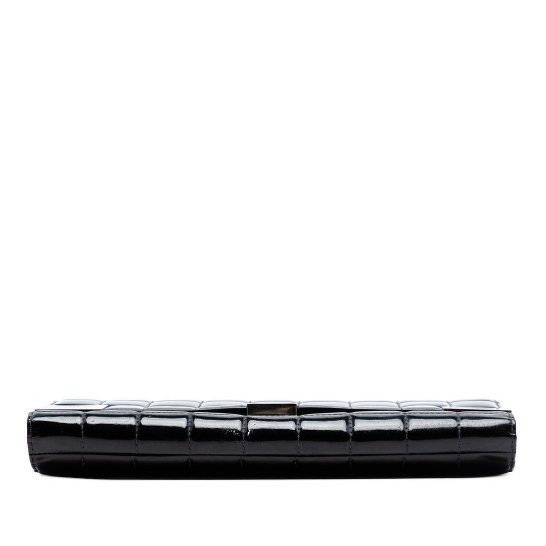 Chanel CC Chocolate Bar Cuir verni Pochette avec chaîne