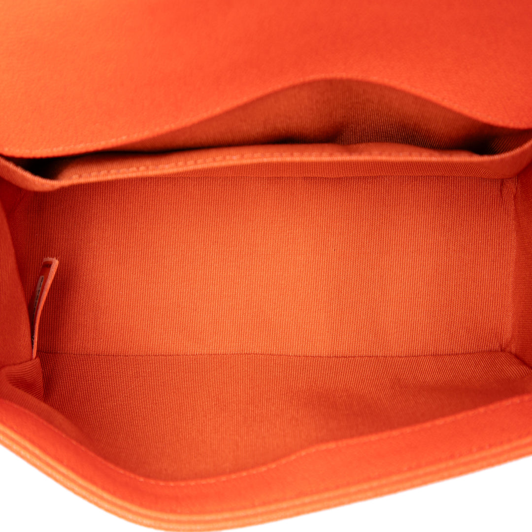 Chanel Matelassé Boy à rabat Petit Cuir caviar Orange