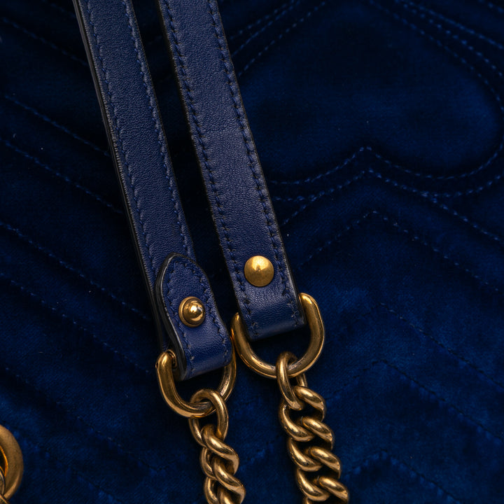 Gucci Large GG Marmont Matelasse Velours Sac bandoulière Bleu – GABY PARIS Authentique