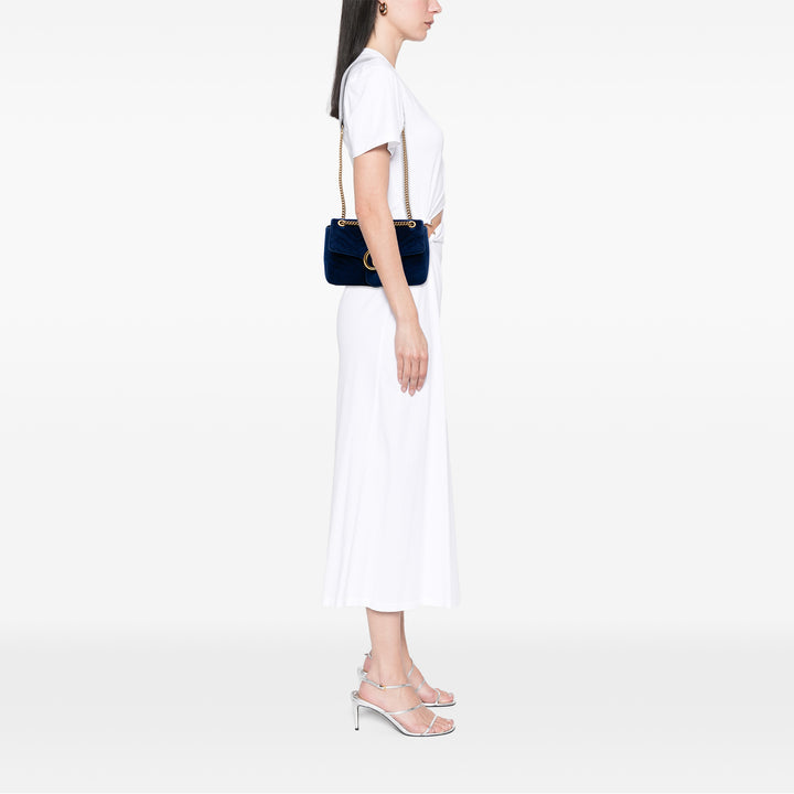 Gucci Large GG Marmont Matelasse Velours Sac bandoulière Bleu – GABY PARIS Authentique