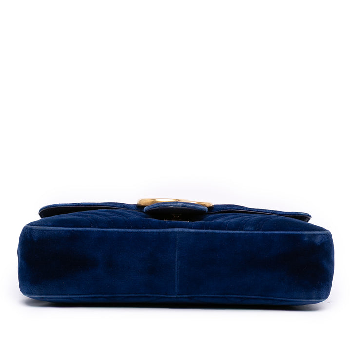 Gucci Large GG Marmont Matelasse Velours Sac bandoulière Bleu – GABY PARIS Authentique