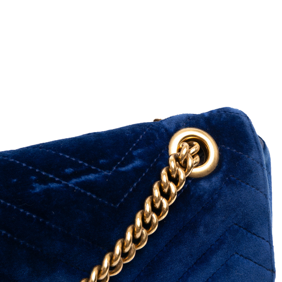 Gucci Large GG Marmont Matelasse Velours Sac bandoulière Bleu – GABY PARIS Authentique